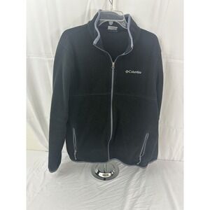 Columbia Men's Full Zip Black Gray Fleece Sweater Size L